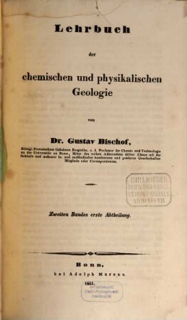 Lehrbuch der chemischen und physikalischen Geologie, 2,1
