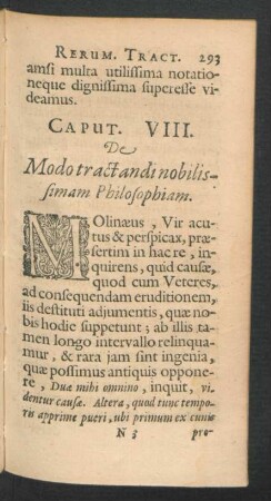 Caput VIII. De Modo tractandi nobilissimam Philosophiam.