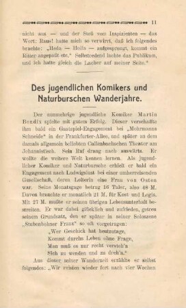 Des jugendlichen Komikers und Naturburschen Wanderjahre