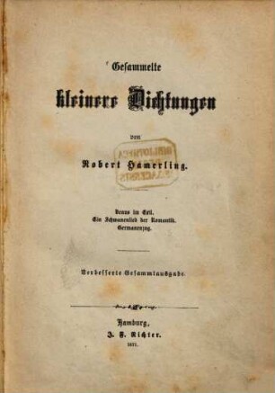 Gesammelte kleinere Dichtungen