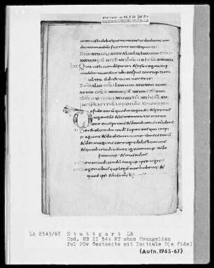 Bibliorum pars finalis, Pauli epistolae, Actus apostolorum, Epistolae canonicae, Apocalypsis — Initiale D(e fide), Folio 20verso