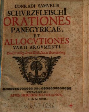 Orationes panegyricae et allocutiones varii argumenti