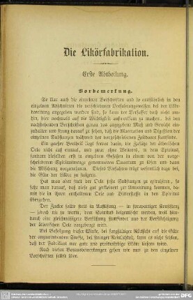 Erste Abtheilung. Die einfachen Branntweine