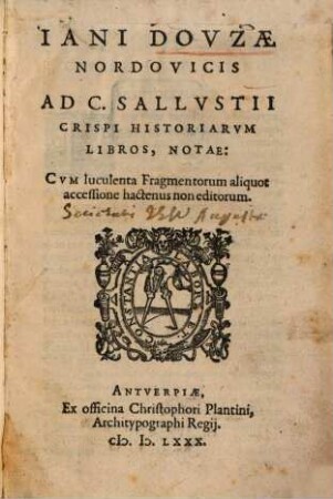 Iani Dovzae Ad C. Sallvstii Crispi Historiarvm Libros, Notae : cum luculenta fragmentorum aliquot accessione hactenus non editorum