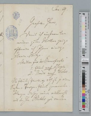 Brief an Bartholf Senff