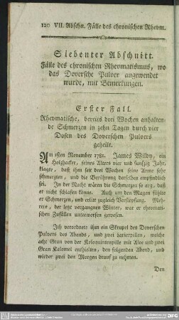 Siebenter Abschnitt. Fälle des chronischen Rheumatismus, wo das Doversche Pulver angewendet wurde