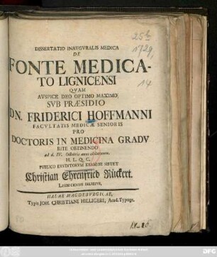 Dissertatio Inavgvralis Medica De Fonte Medicato Lignicensi