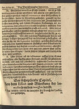 Das sechszehende Capitel. Von dem Effect und Würckung der Immission so viel dem immissum betrifft.