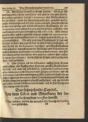 Das sechszehende Capitel. Von dem Effect und Würckung der Immission so viel dem immissum betrifft.