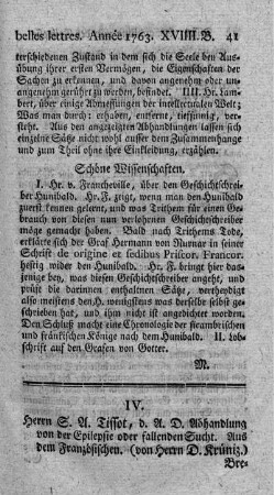 Abhandlung von der Epilepsie oder fallenden Sucht.