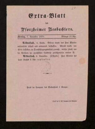 7. November 1870 - 27. Februar 1871