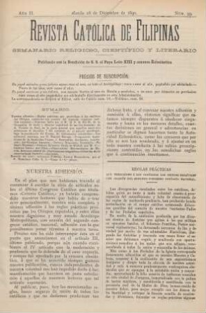 Ano II. Manila 28 de Diciembre de 1890, Núm. 99