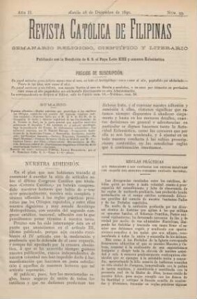 Ano II. Manila 28 de Diciembre de 1890, Núm. 99