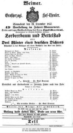 Lorbeerbaum und Bettelstab oder Drei Winter eines deutschen Dichters