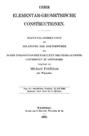 Über elementar-geometrische Constructionen