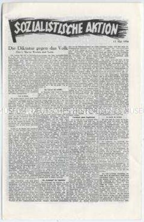 Sozialdemokratisches Exil-Blatt "Sozialistische Aktion" u.a. über die nationalsozialistischen Feiern zum 1. Mai