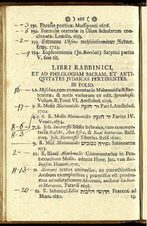 Libri Rabbinici, Et Ad Philologiam Sacram, Et Antiquitates Judaicas Pertinentes .