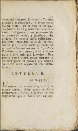 Lettera II. 10 Maggio (unvollständig)