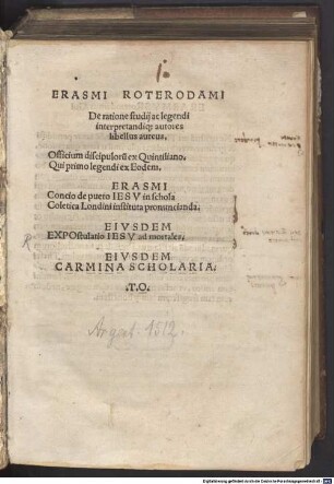 De ratione studii : libellus aureus