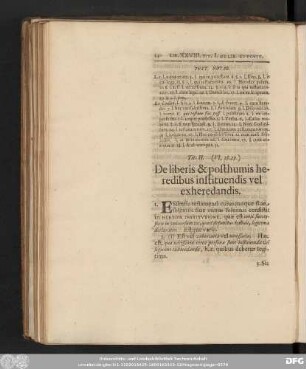 Tit. II. (VI. 28.29.) De liberis & posthumis heredibus instituendis vel exheredandis.
