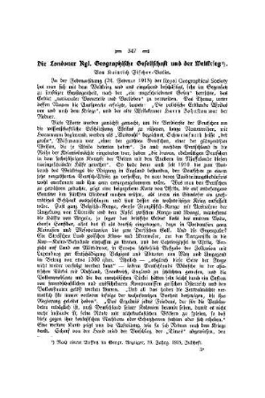 Die Londener Kgl. Geographische Gesellschaft und der Weltkrieg