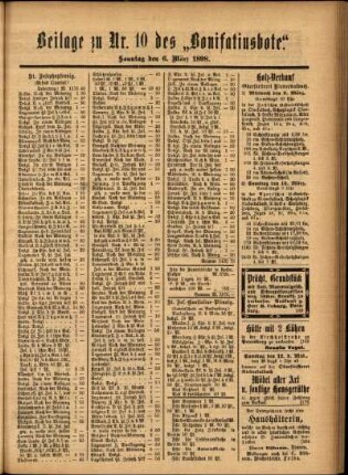 Zweite Ausgabe vom Sonntag, den 06. März 1898.