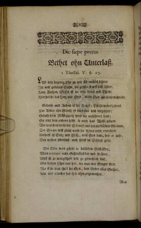 Dic sæpe preces. Bethet ohn Unterlaß. I Thessal. V. v. 17.