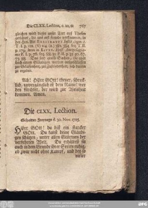 Die CLXX. Lection. Gehalten Freytags d. 30. Nov. 1725.