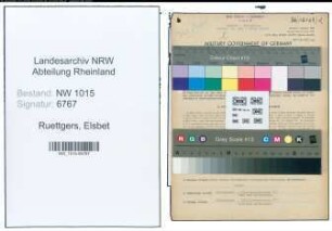 Entnazifizierung Elsbet Ruettgers , geb. 02.01.1907 (Verkaeuferin)