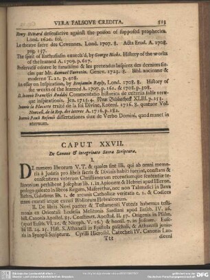 Caput XXVII. De canone & integritate Sacrae Scripturae