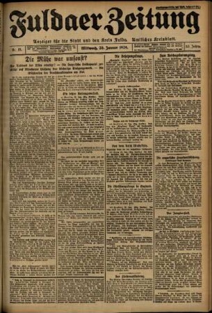 Ausgabe vom Mittwoch, den 20. Januar 1926.