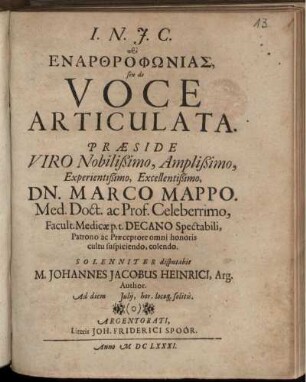 Peri Enarthrophōnias, seu de Voce Articulata