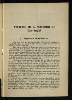 Bericht über das 23. Geschäftsjahr des Lette-Vereins