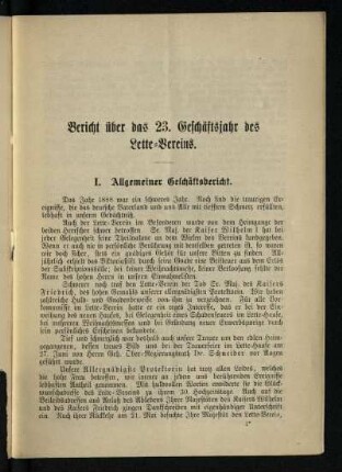 Bericht über das 23. Geschäftsjahr des Lette-Vereins