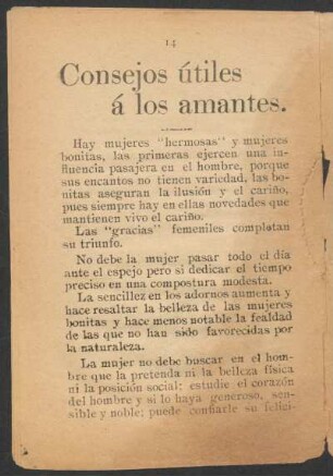 Consejos útiles á los amantes.