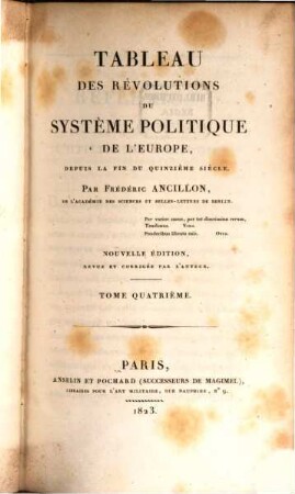 Tableau des révolutions du système politique de l'Europe, depuis la fin du quinzième siècle. 4