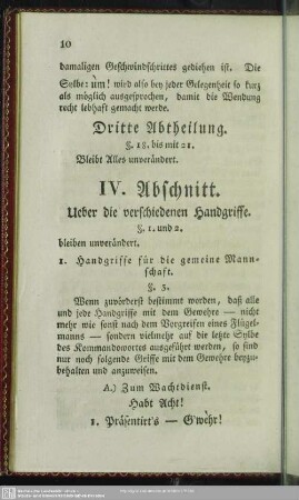 IV. Abschnitt. Ueber die verschiedenen Handgriffe