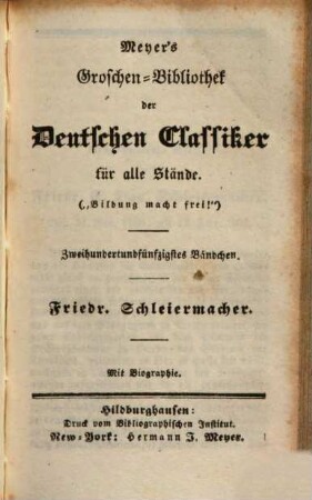 Friedr. Schleiermacher : mit Biographie