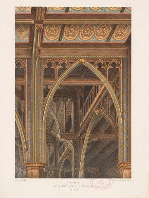 Gürzenich, Köln: Perspektivische Ansicht Deckendekoration (aus: Architektonisches Skizzenbuch, H. 59/6, 1862)