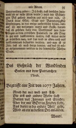 Das Gespräch der Wandlenden Seelen mit dem Patriarchen Noah.
