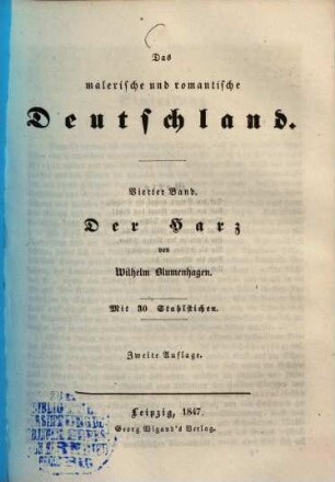 Der Harz : Mit 30 Stahlstichen