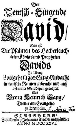 Der Teutsch-Singende David