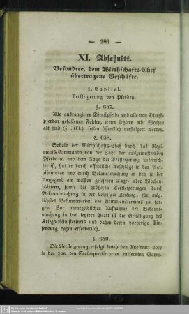 XI. Abschnitt. Besondere, dem Wirthschafts-Chef übertragene Geschäfte