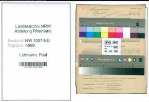 Entnazifizierung Paul Lehmann , geb. 04.01.1891 (Nachtwaechter)