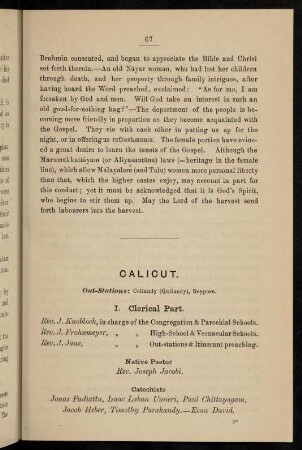 67-74, Calicut (with out-stations Collandy / Quilandy, Beypore)