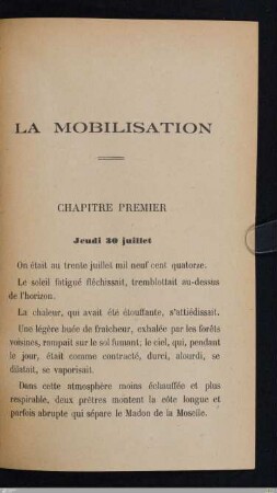 Chapitre premier - Jeudi 30 juillet