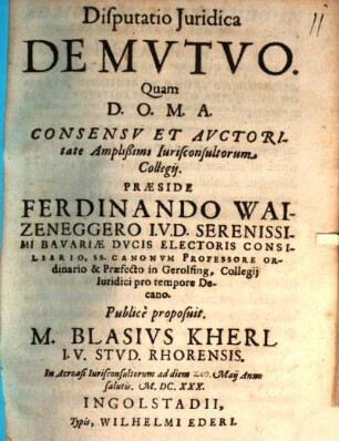 Disputatio Juridica De Mvtvo