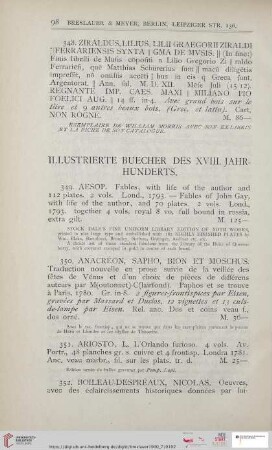 Illustrierte Bücher des XVIII.Jahrhunderts (Nr. 349 - 388)