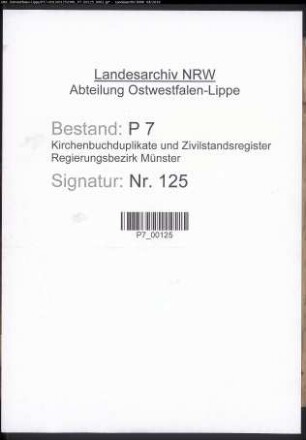Zivilstandsregister der Munizipalität Harsewinkel (A 1813). (Gemeinde: Harsewinkel, Kreis Warendorf)
