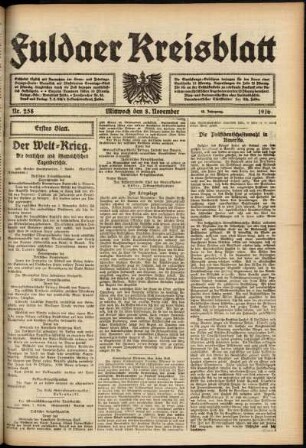 Erste Ausgabe vom Mittwoch, den 08. November 1916.